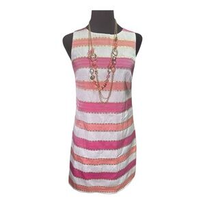 NWT VINCE CAMUTO SLEEVELESS PINK PEACH WHITE DRESS SIZE 2P